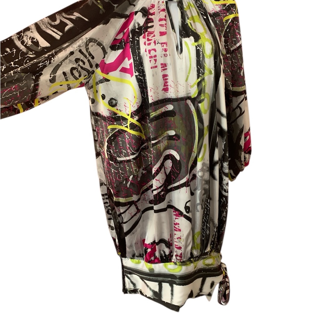 Gabrielle Union Abstract Print Dress with Tie Detail M - Picture 3 of 8